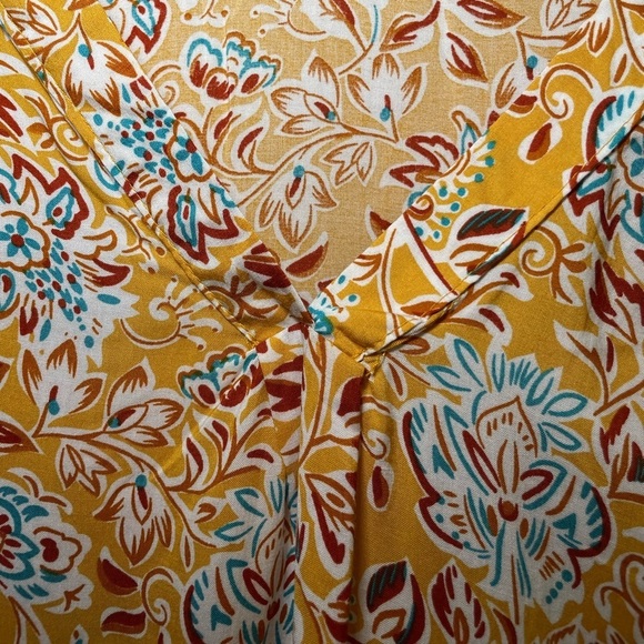 Jones New York mustard w/blue and white floral print 2X - Picture 3 of 7